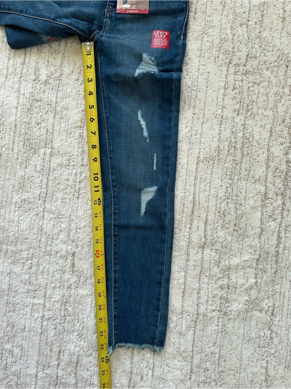 Levis 720 High Rise Super Skinny Jeans Girls 8 Blue Distressed Raw Hem